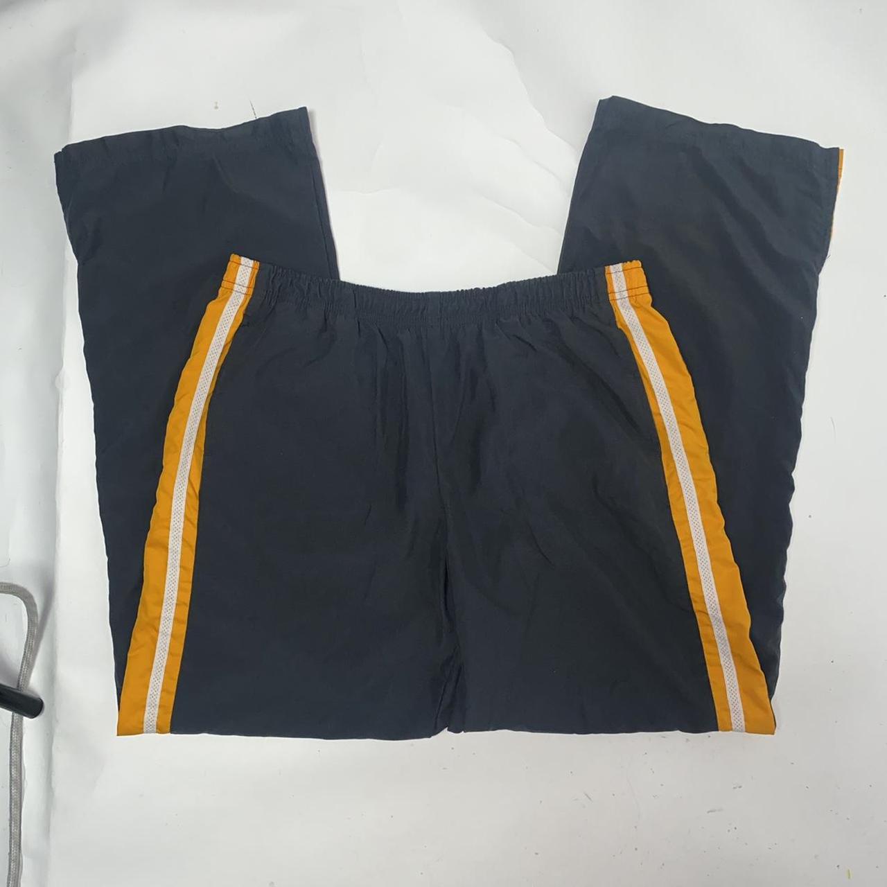 nike y2k athletic track sweatpants - grey yellow... - Depop