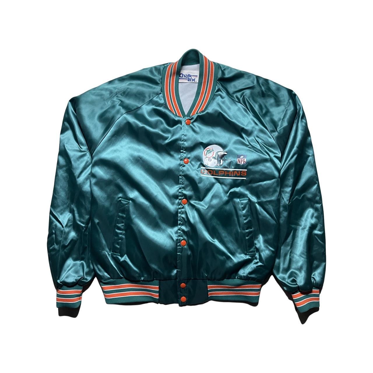Vintage Miami Dolphins Satin Jacket by Chalk... - Depop