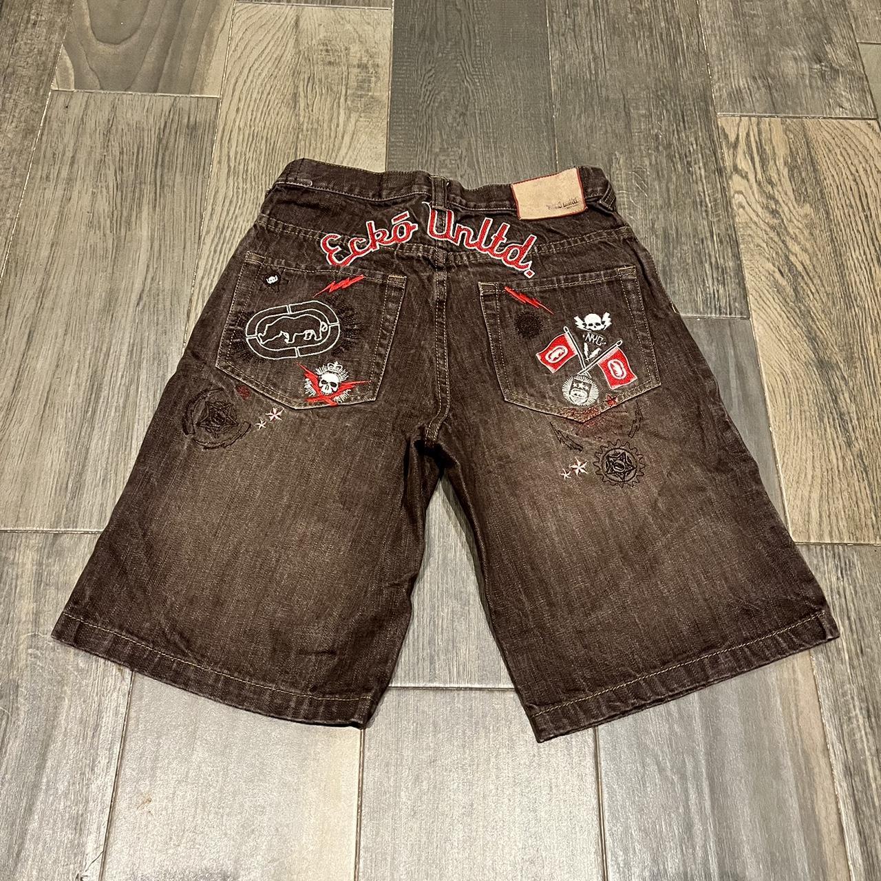 Ecko Unltd skater Jean shorts Boys Brown... Depop