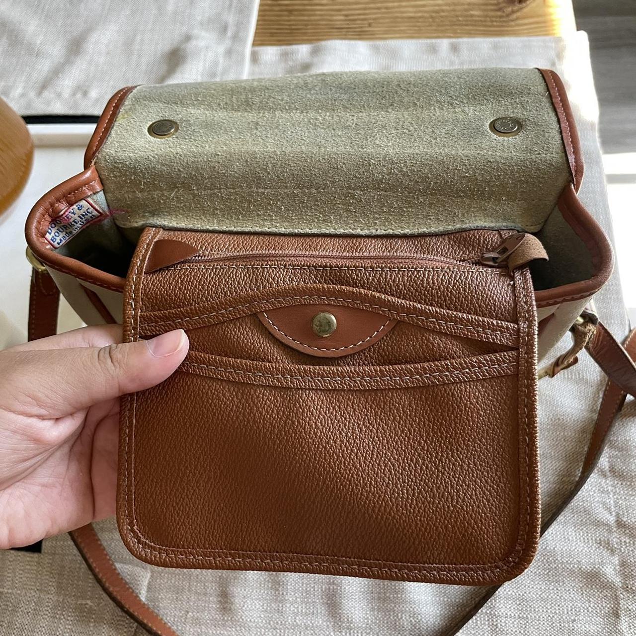 90s Dooney Bourke Cream And British Tan Satchel Depop