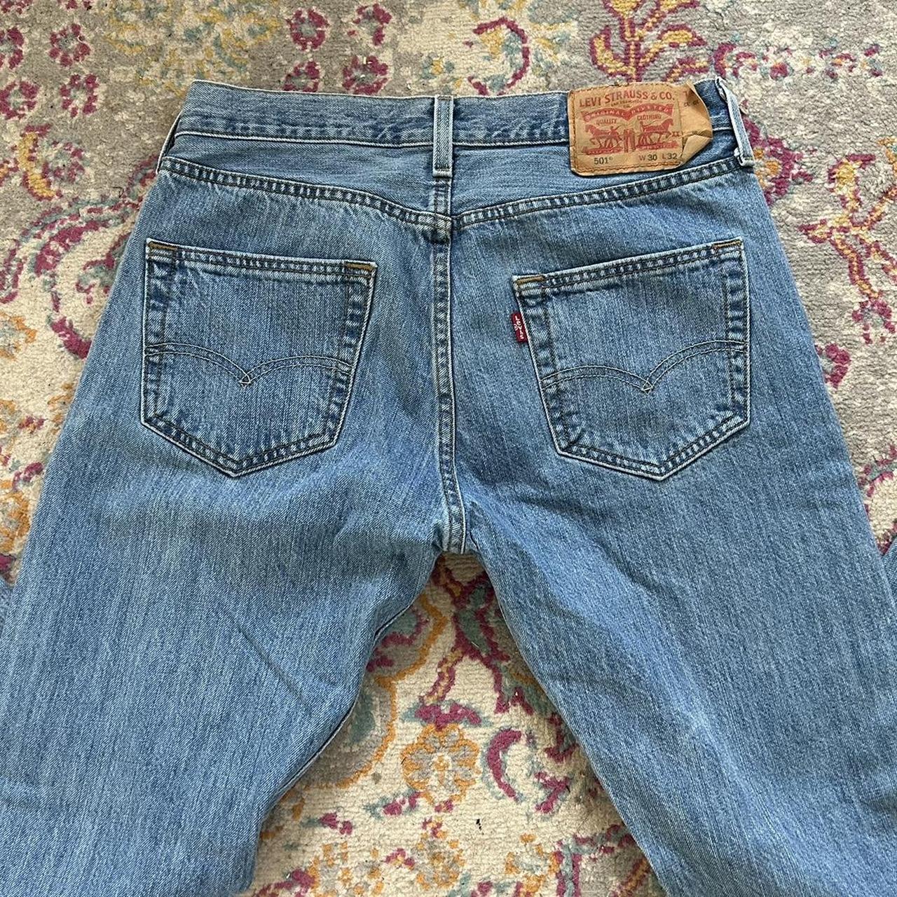 vintage levi’s low rise 501 light wash straight leg... - Depop