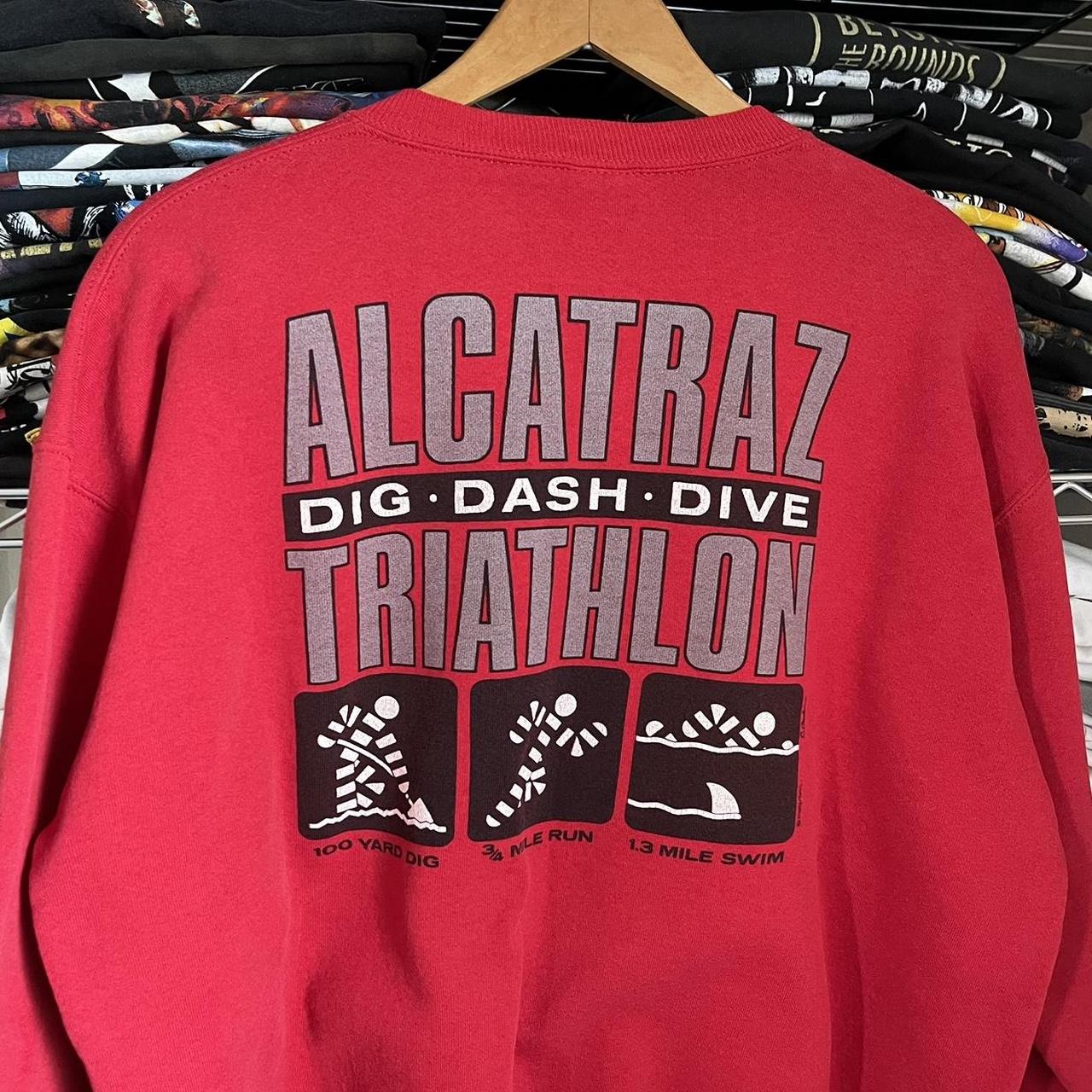Vintage 80s Alcatraz Triathlon funny crewneck... Depop