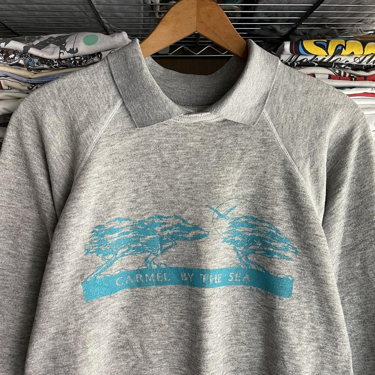 Vintage 80s Camel-by-the-sea collared crewneck... - Depop