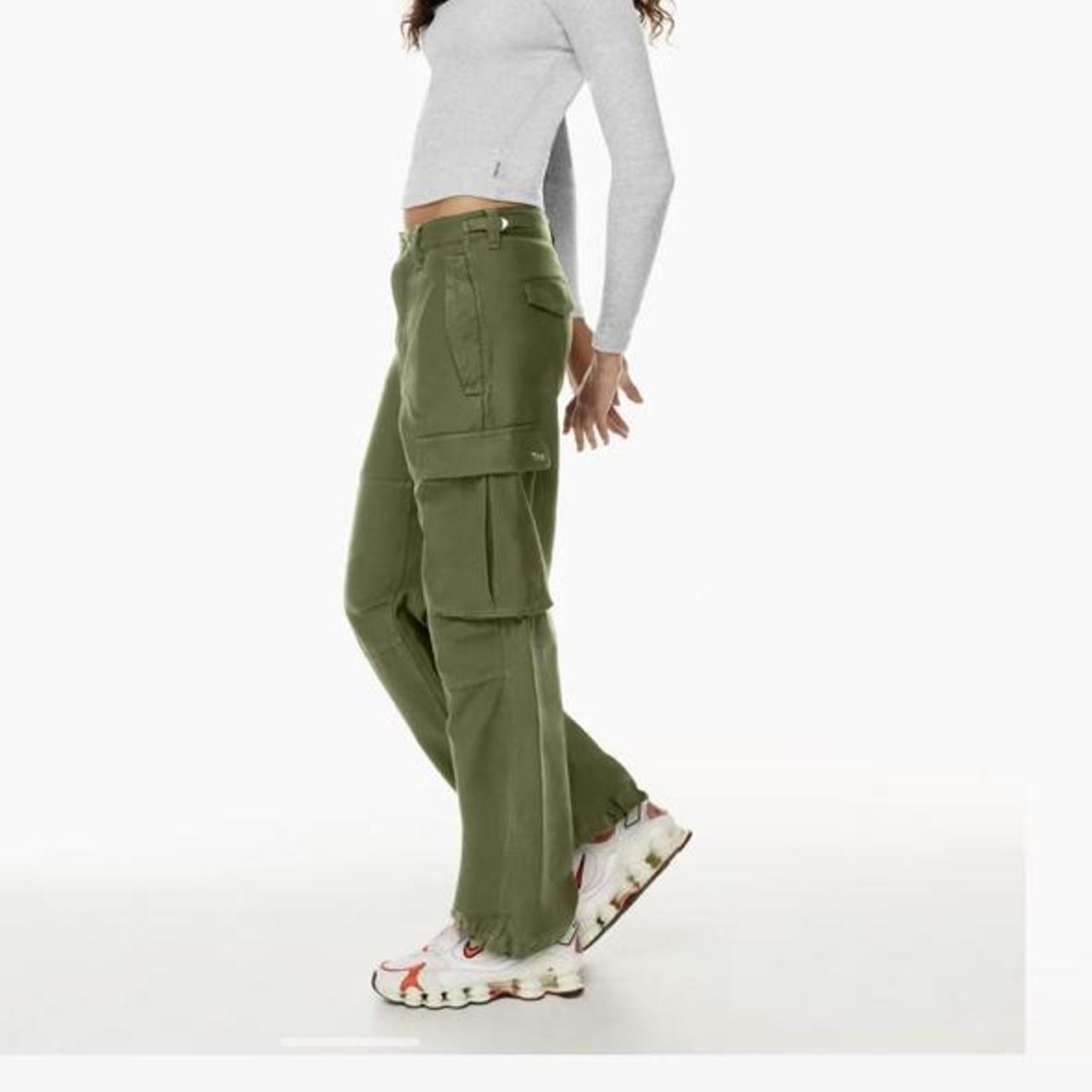 Aritzia Women's Green and Khaki Trousers Depop