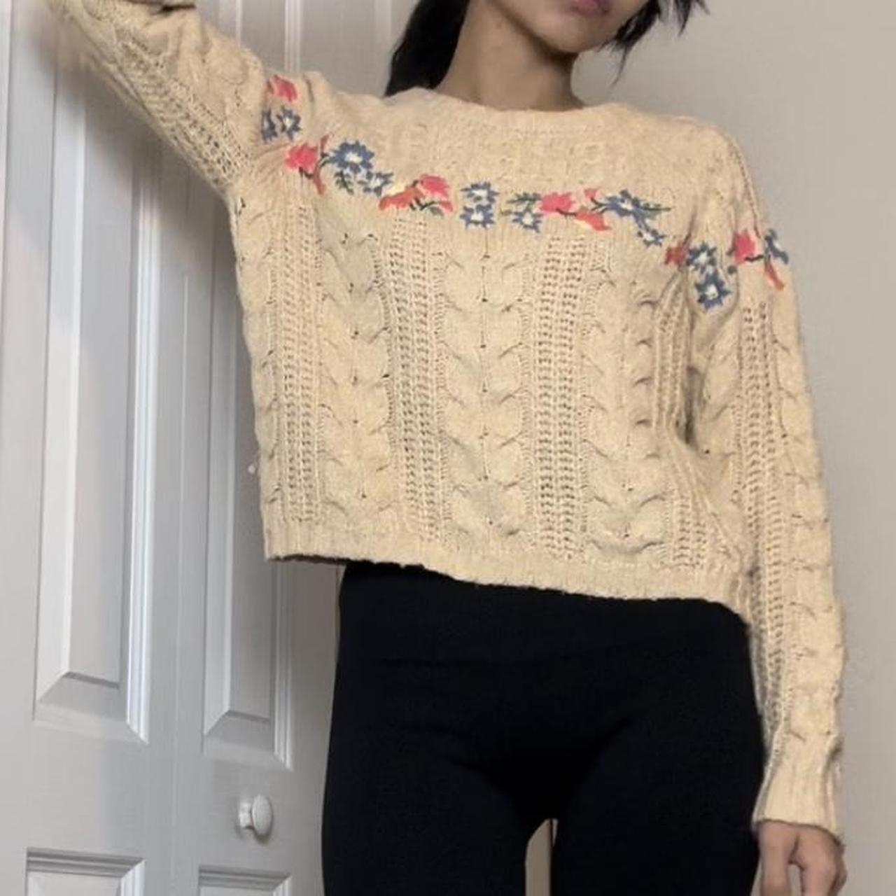 American Eagle cropped pullover knitted sweater with... - Depop