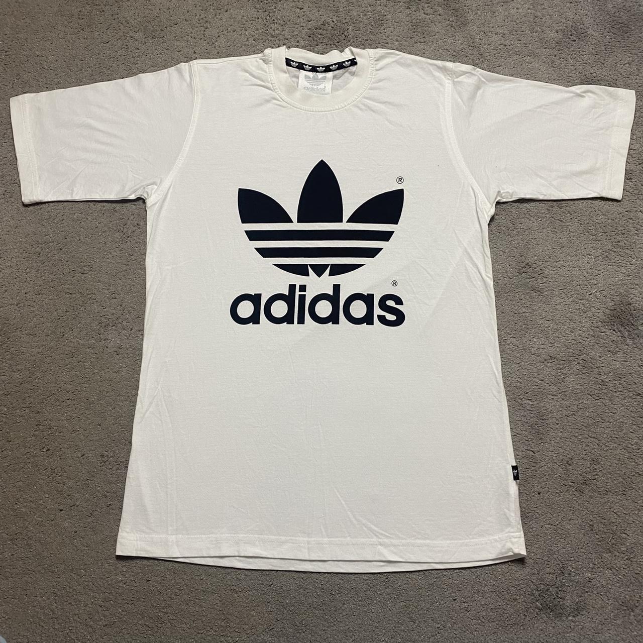 Adidas Men's White and Black T-shirt | Depop