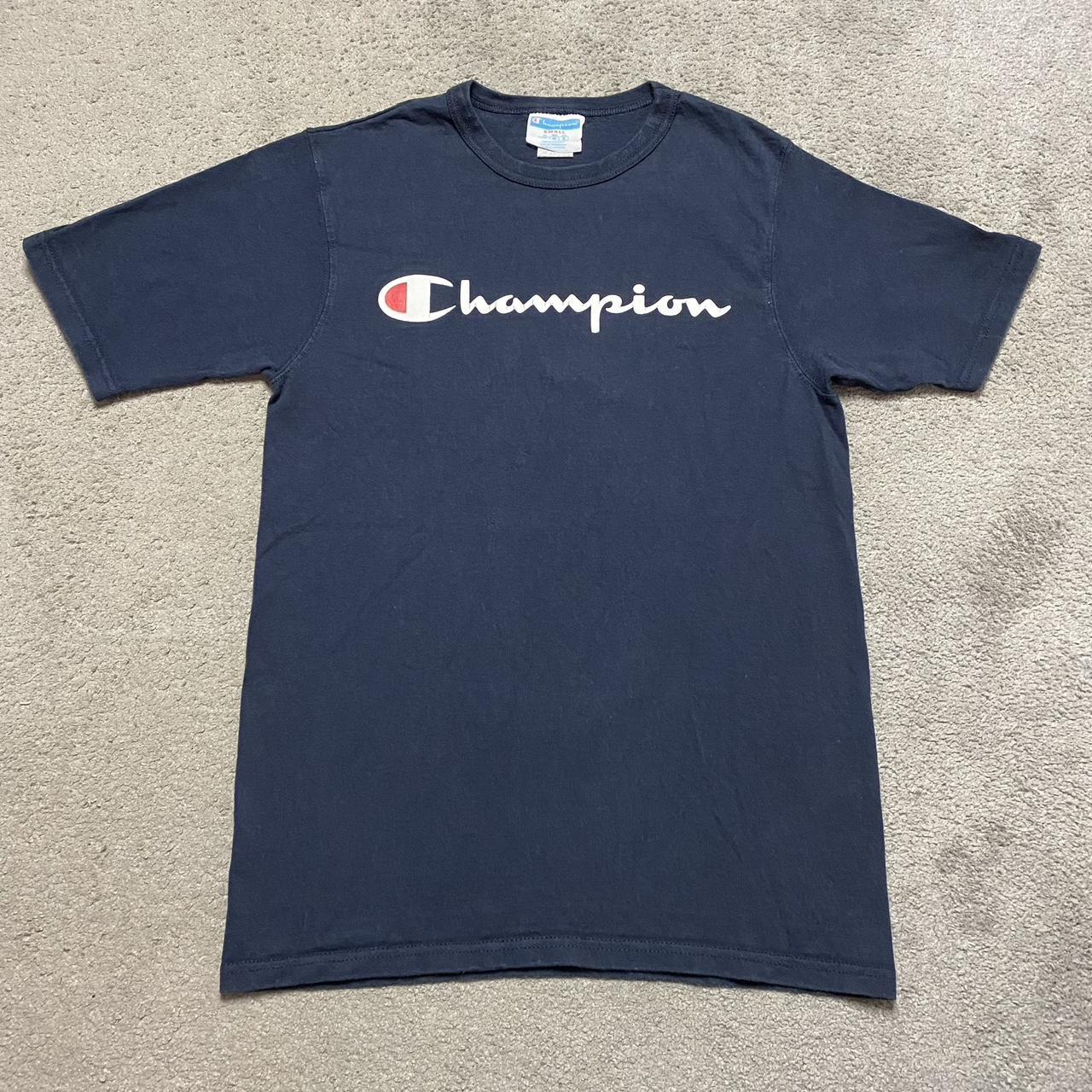 CHAMPION Mens Polo Shirt Large Navy Blue Striped
