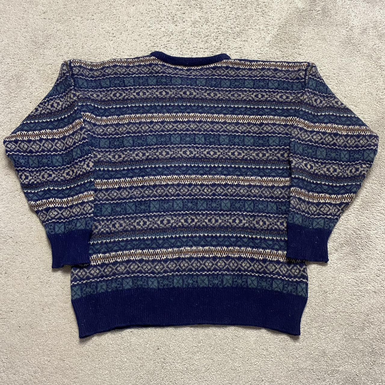 Men's Navy and Brown Jumper | Depop