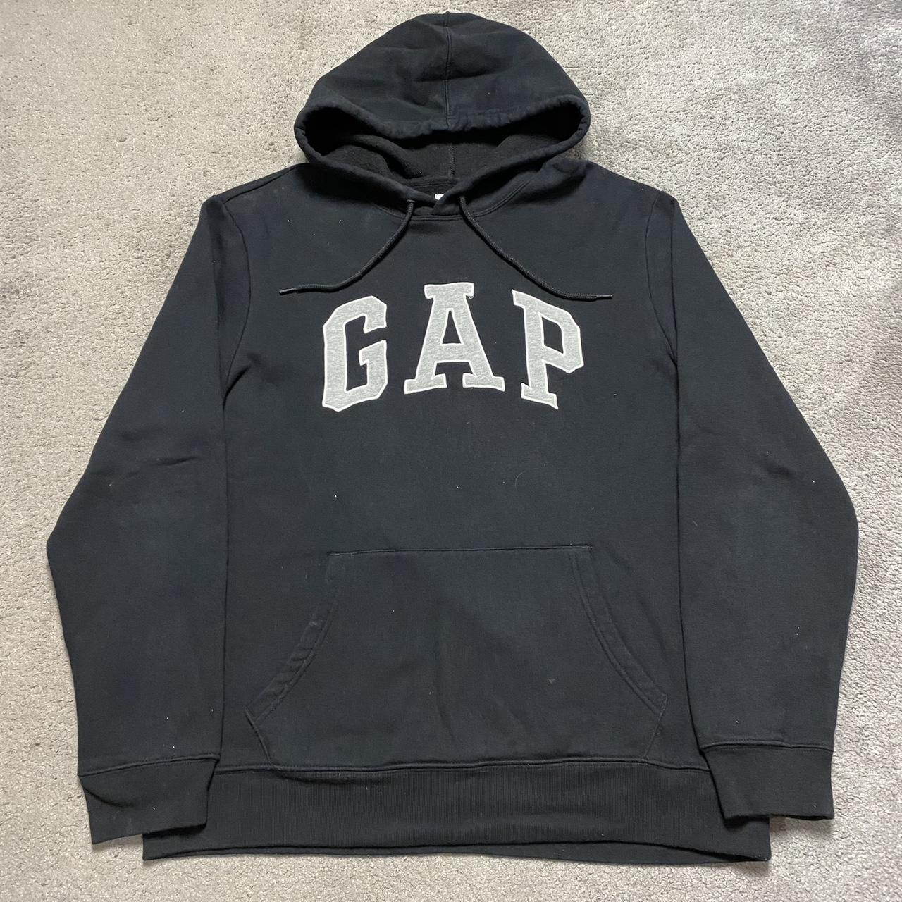 Gap black grey embroidered spellout hoodie. Perfect... - Depop