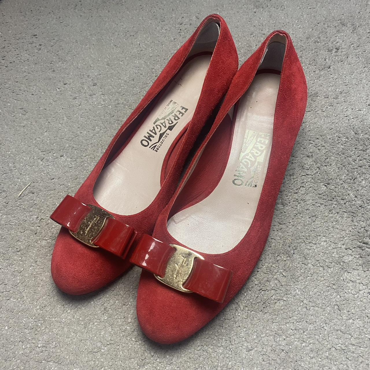 Salvatore Ferragamo red suede heels. UK 6 / US... - Depop