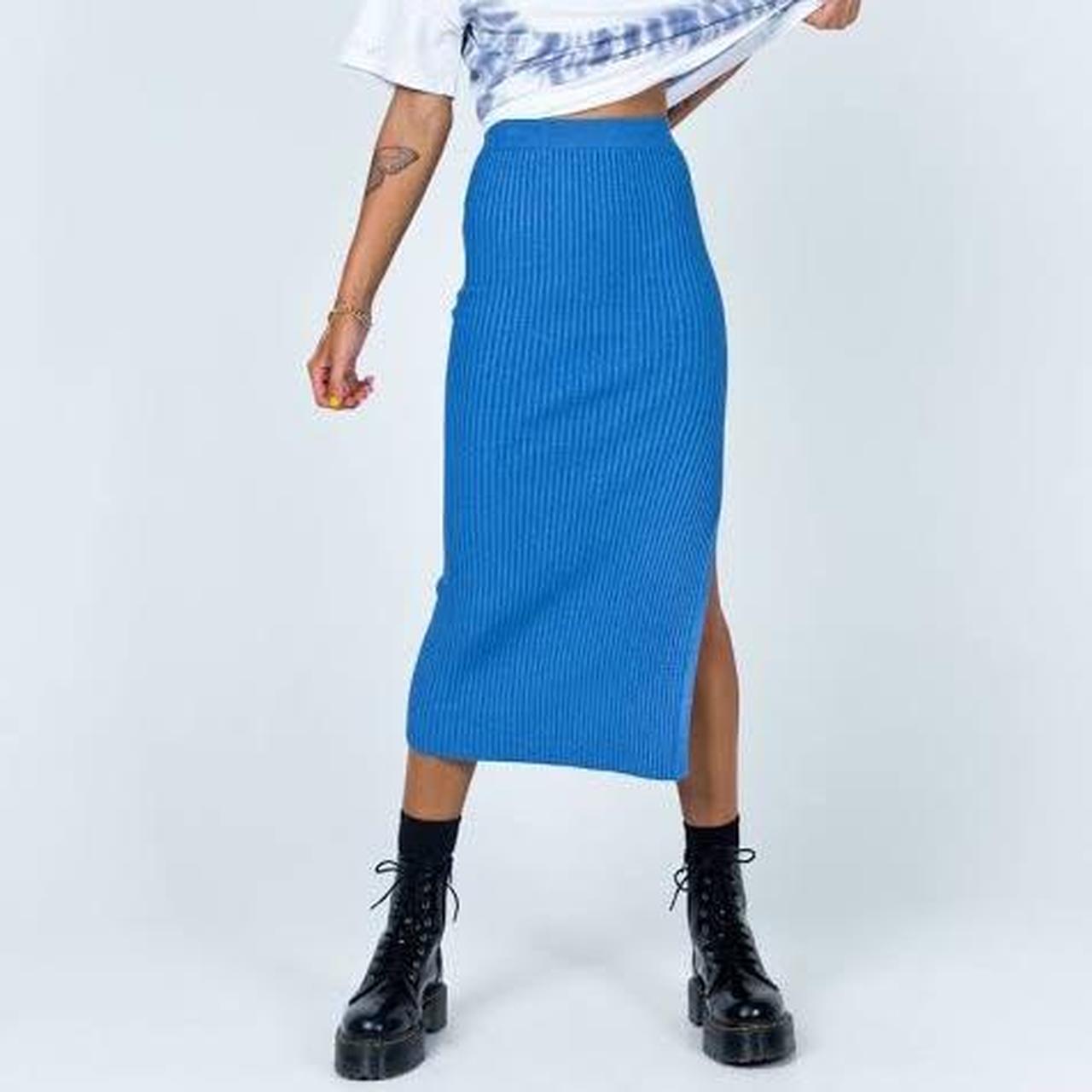 Princess Polly Women's Blue Skirt Depop