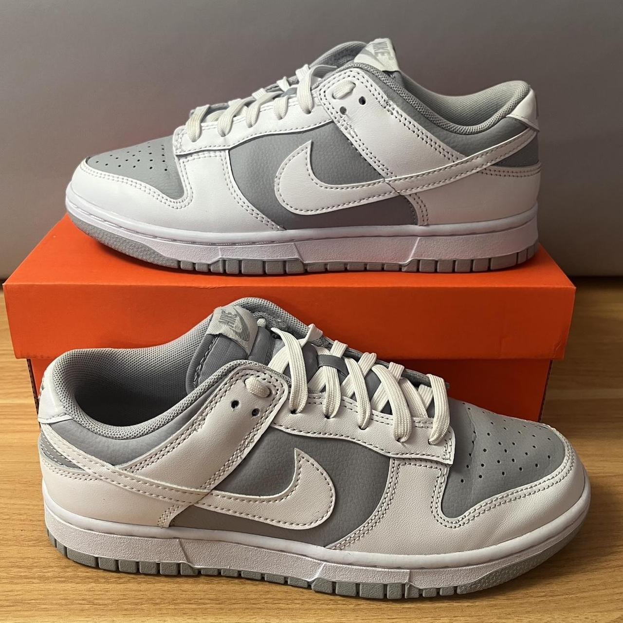 Nike Dunk Low Grey White Mens UK 6 Grey and White... - Depop