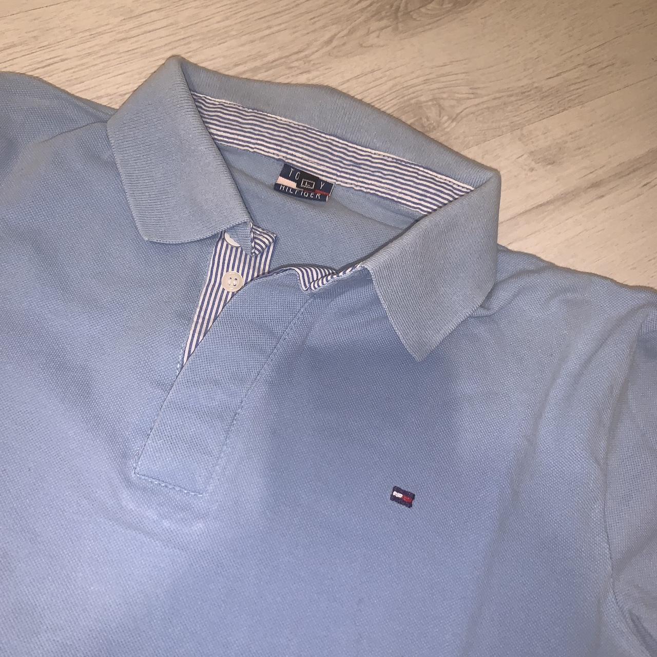 Tommy Hilfiger light blue long sleeved polo shirt... - Depop