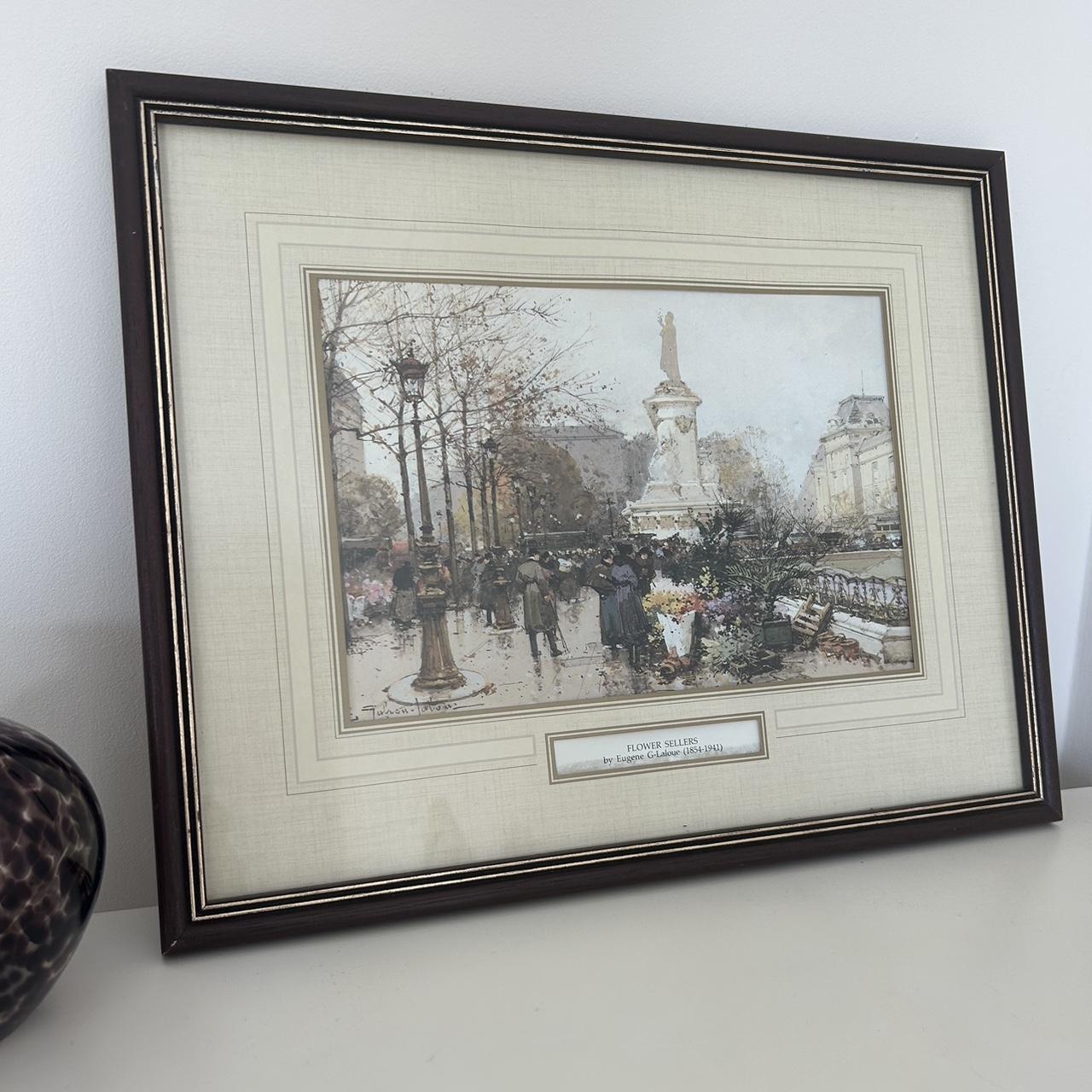 Framed Vintage art print ‘Flower Sellers’ by Eugene... Depop