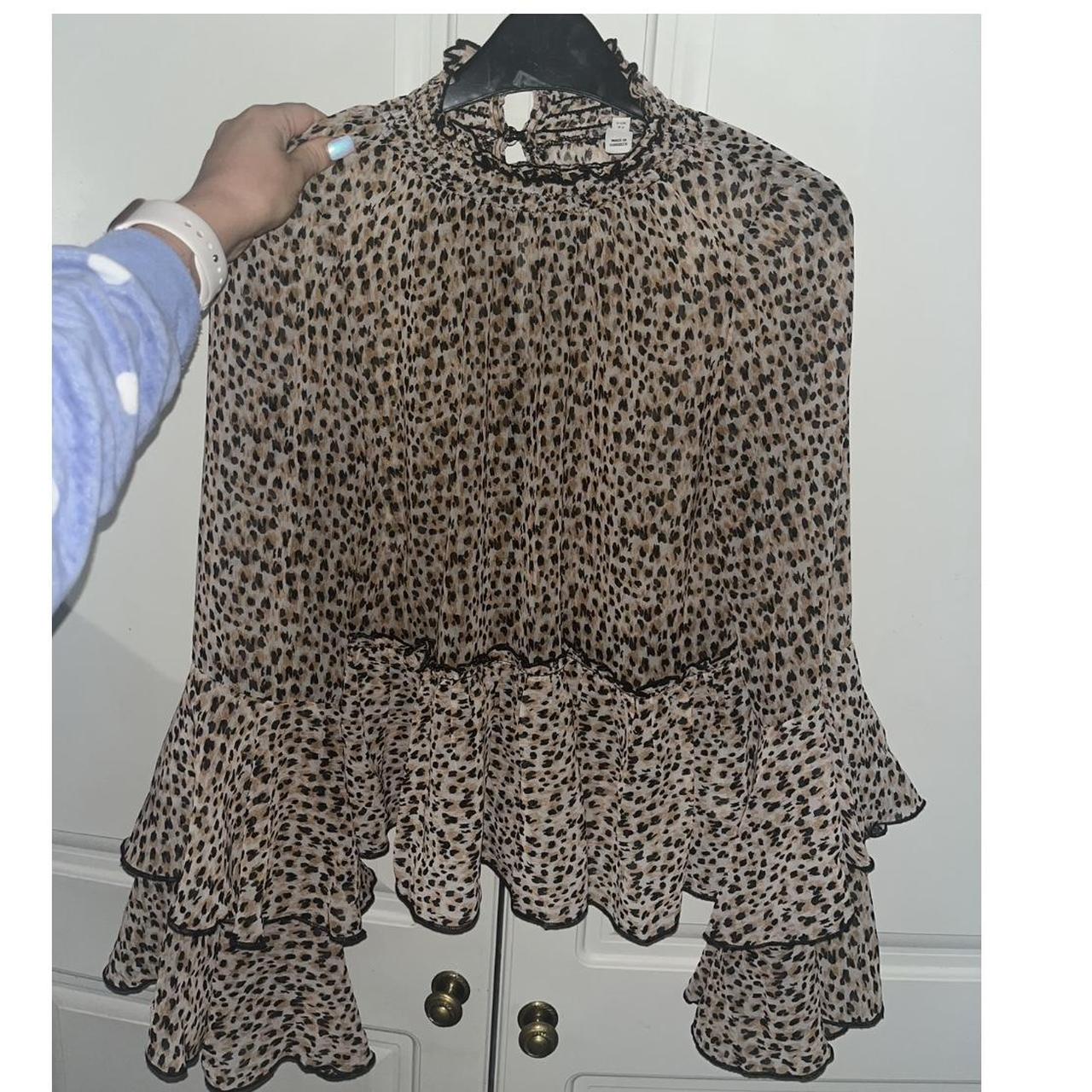 River Island Leopard Print Blouse Sheer Material Depop 8107