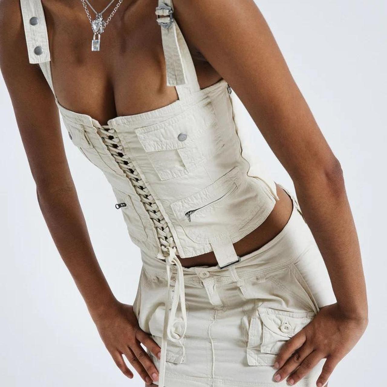 Jaded London Ecru cargo style corset top Perfect | Depop