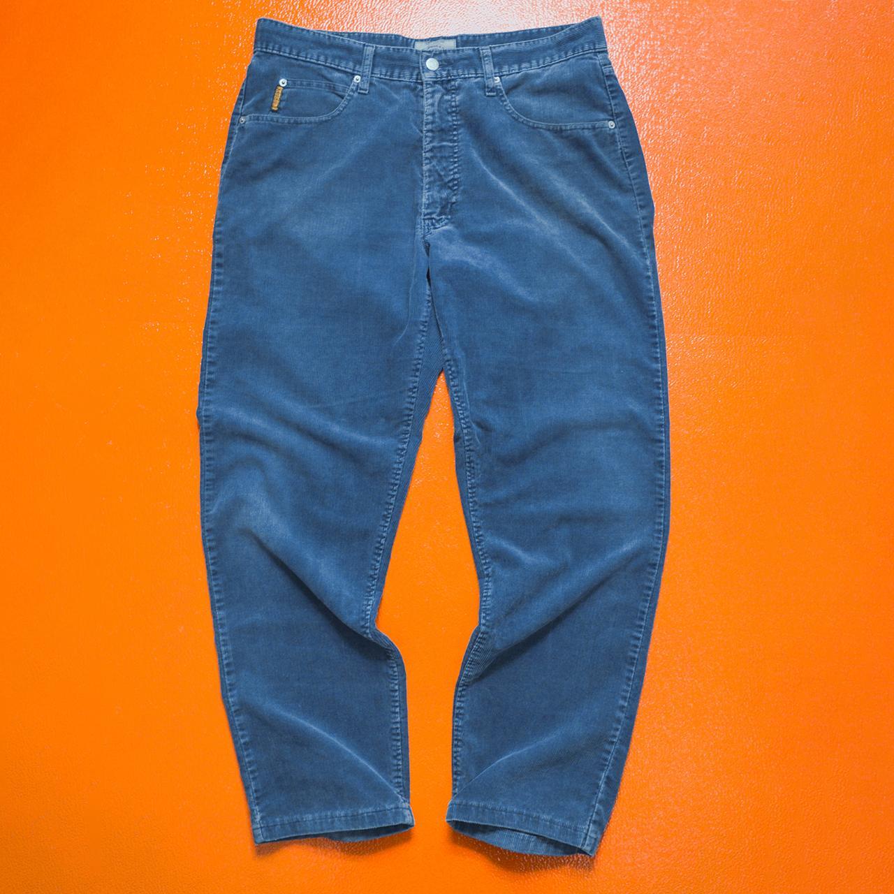 Armani Jeans 90s Washed Blue Corduroy Pants... - Depop