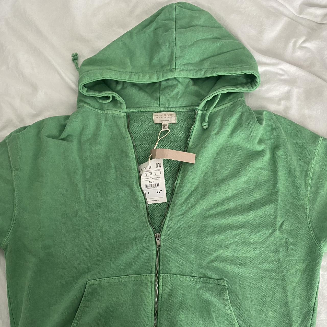 Pull & Bear super cute oversized green zip up... Depop