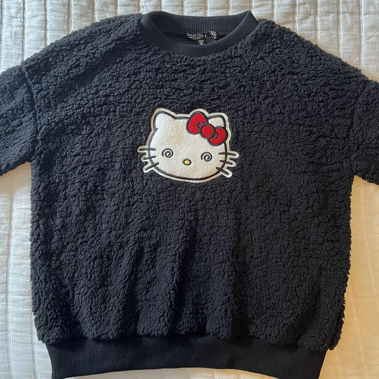 Hello Kitty x Dolls Kill fluffy oversized sweatshirt... Depop