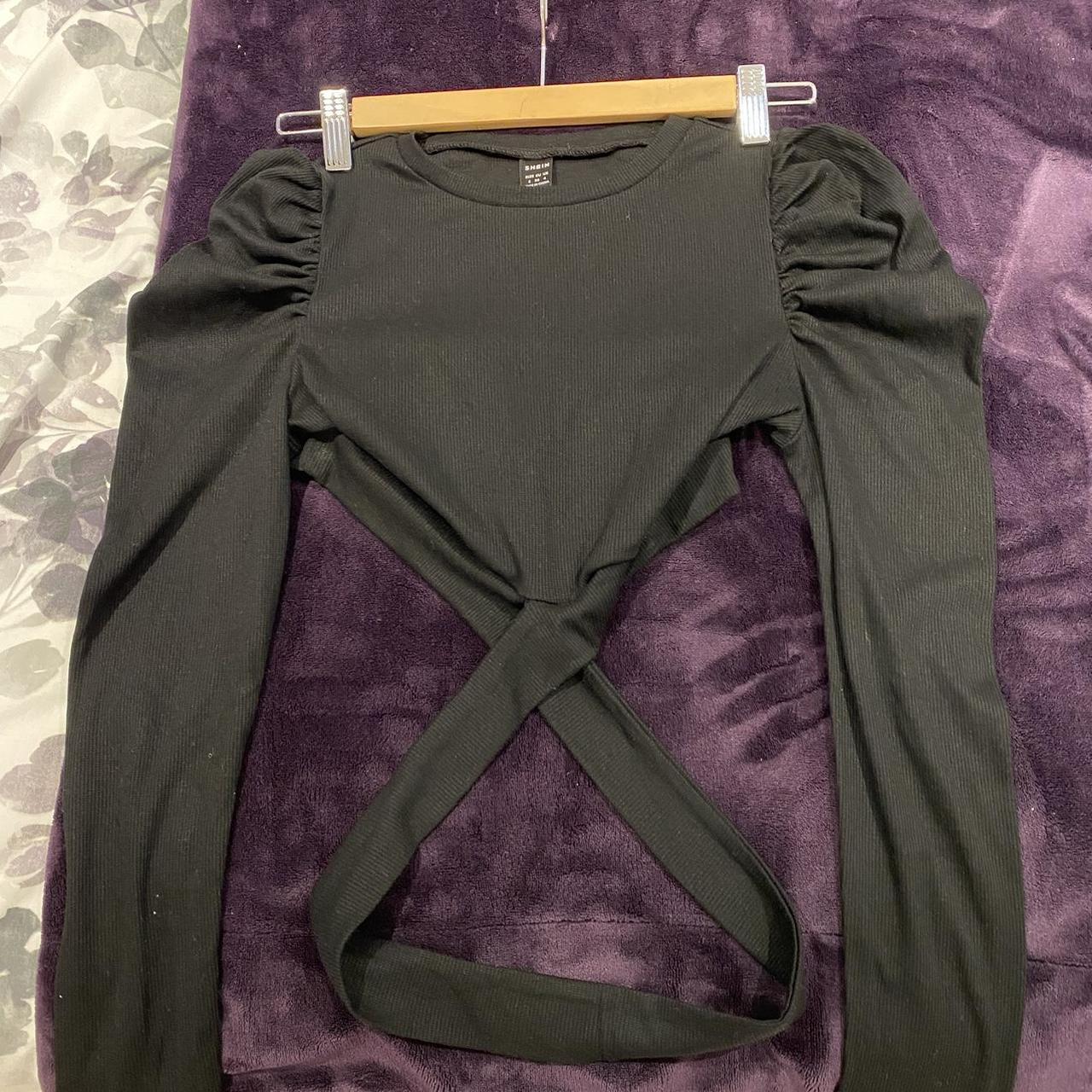 Shein Black Long Sleeved Crop Top Size Small Great Depop