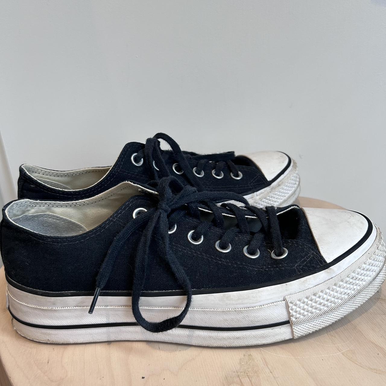 Black low-rise platform Converse. Size 6. These have... - Depop