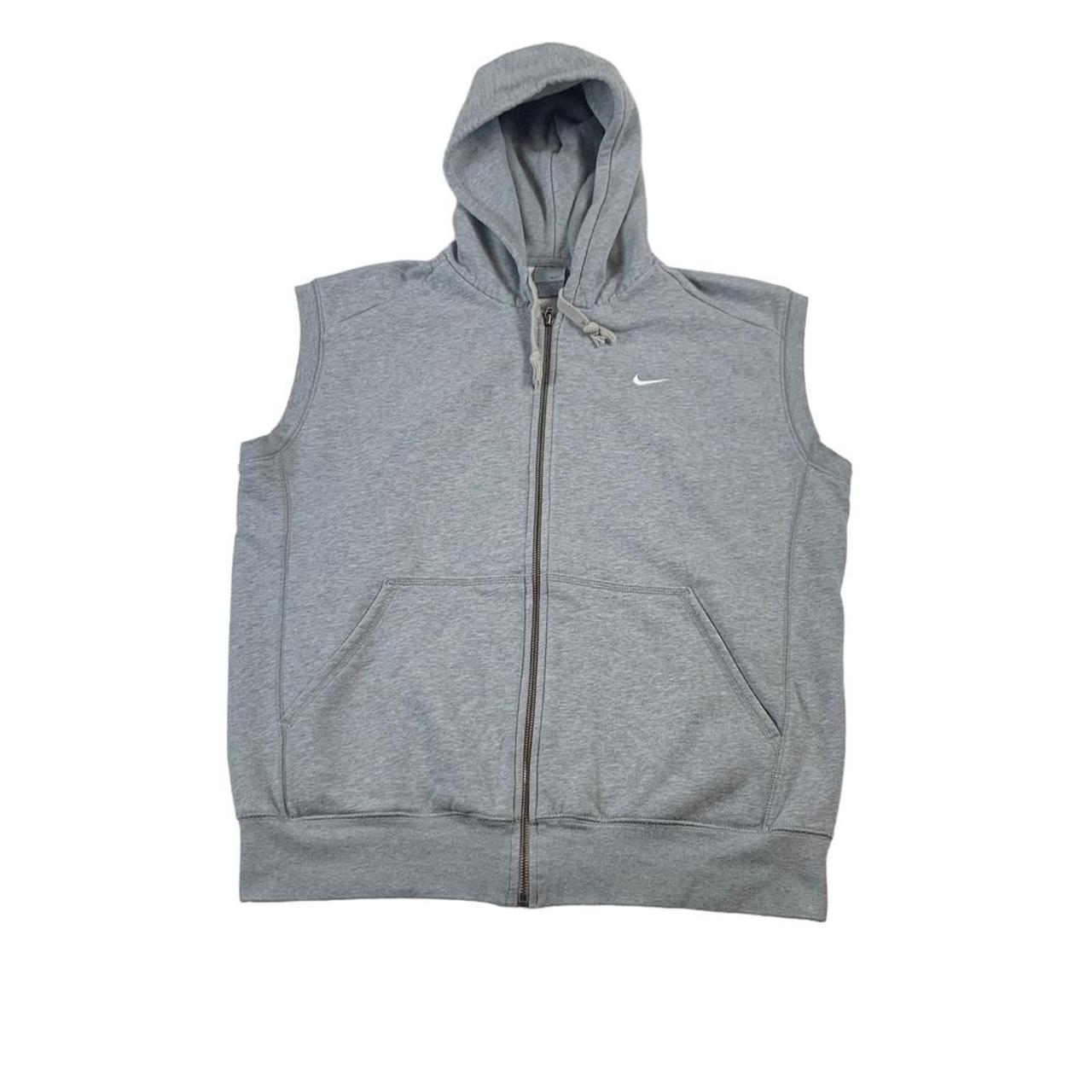 Vintage Early 2000s Nike Sleeveless Hoodie Grey in... Depop