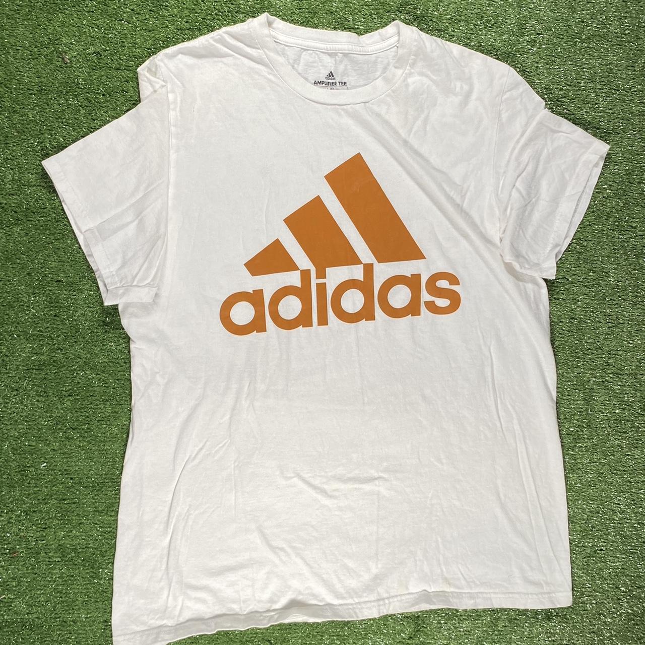 Orange and fashion white adidas t shirt