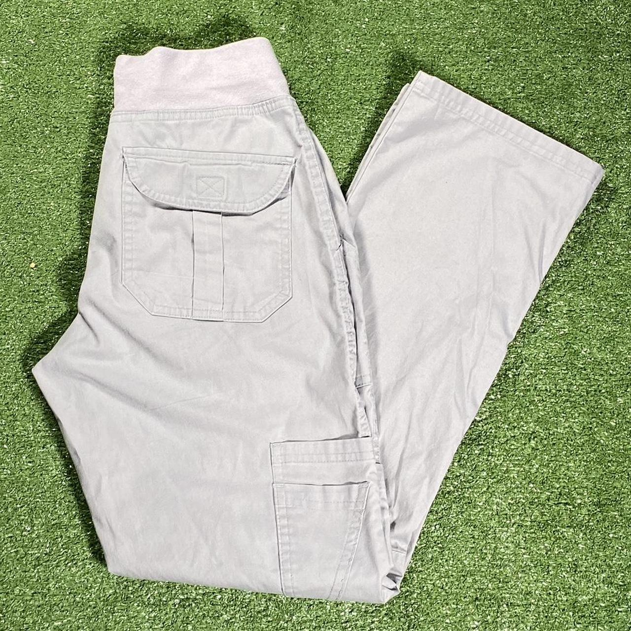 Light grey Women’s cargo pants. Some blue ink on