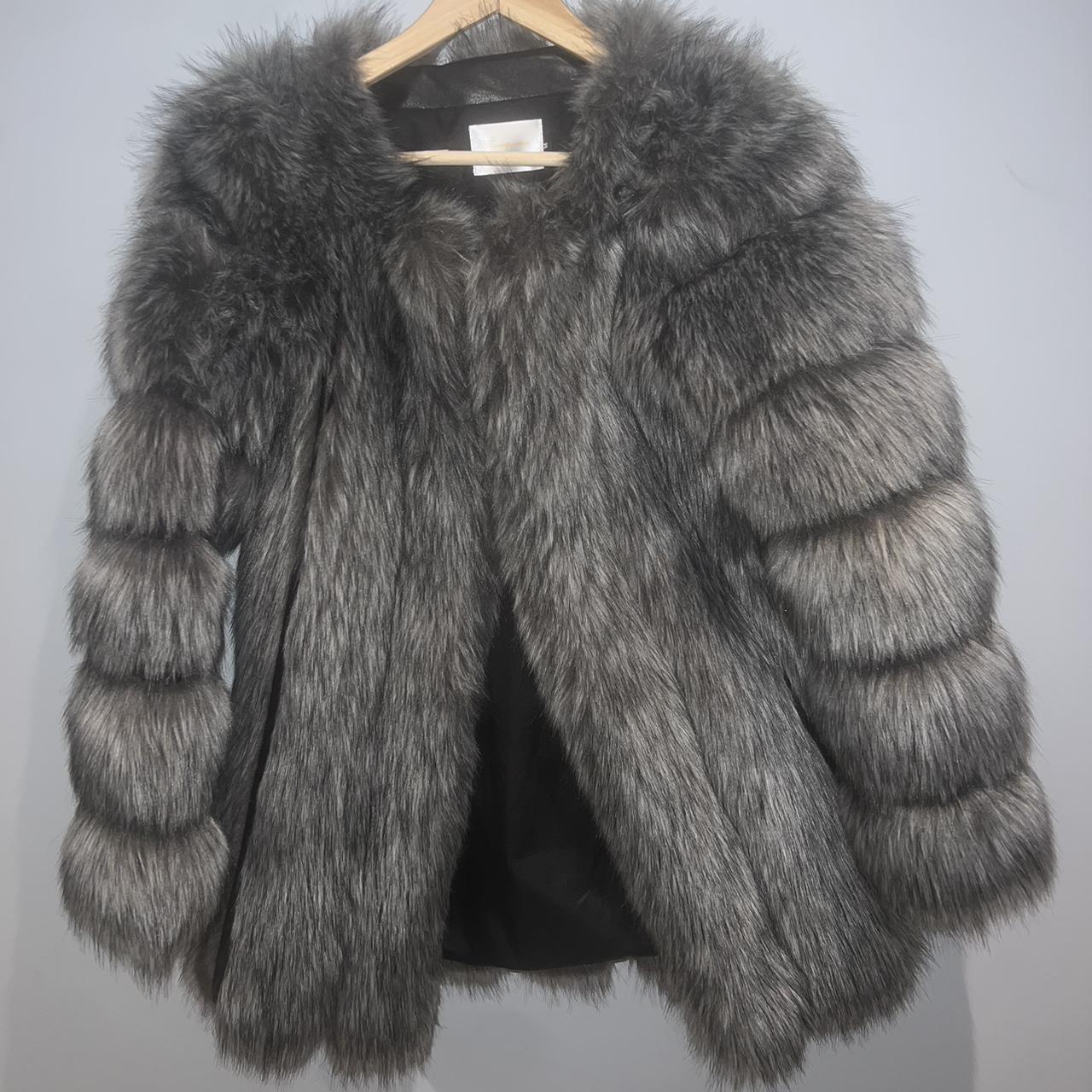 Grey fur coat bought off Instagram boutique... - Depop