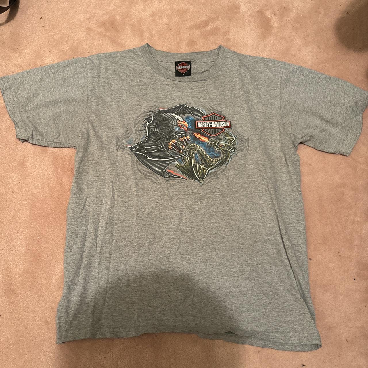 Harley Davidson t shirt with awesome dragon fighting... - Depop