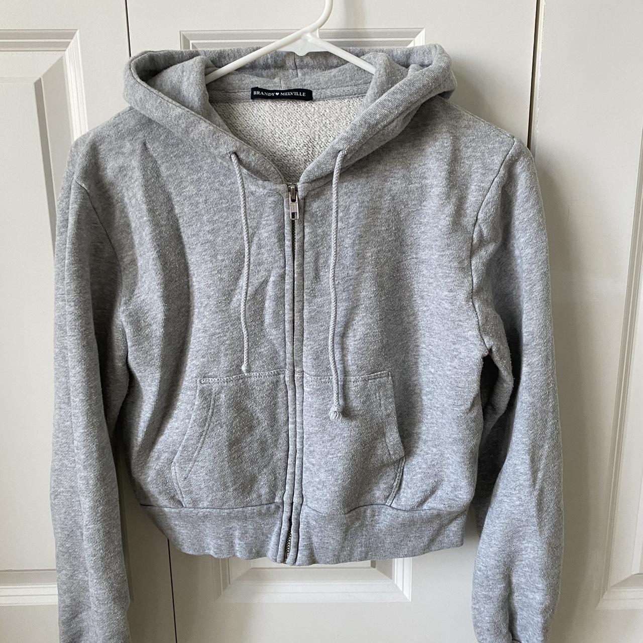 Brandy Melville cropped zip up hoodie. Has a stain - Depop