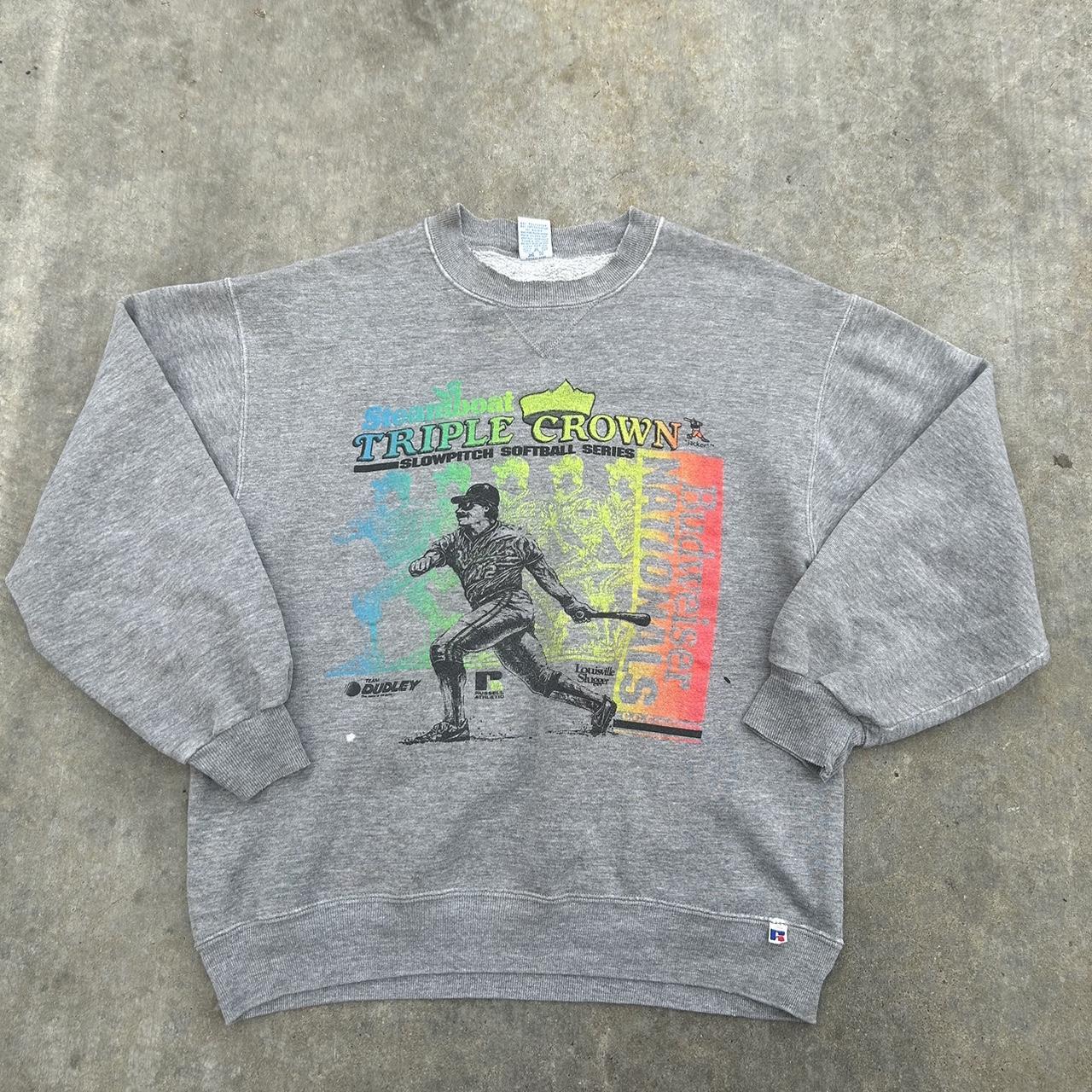 Vintage Louisville Slugger sweatshirt in grey. From - Depop