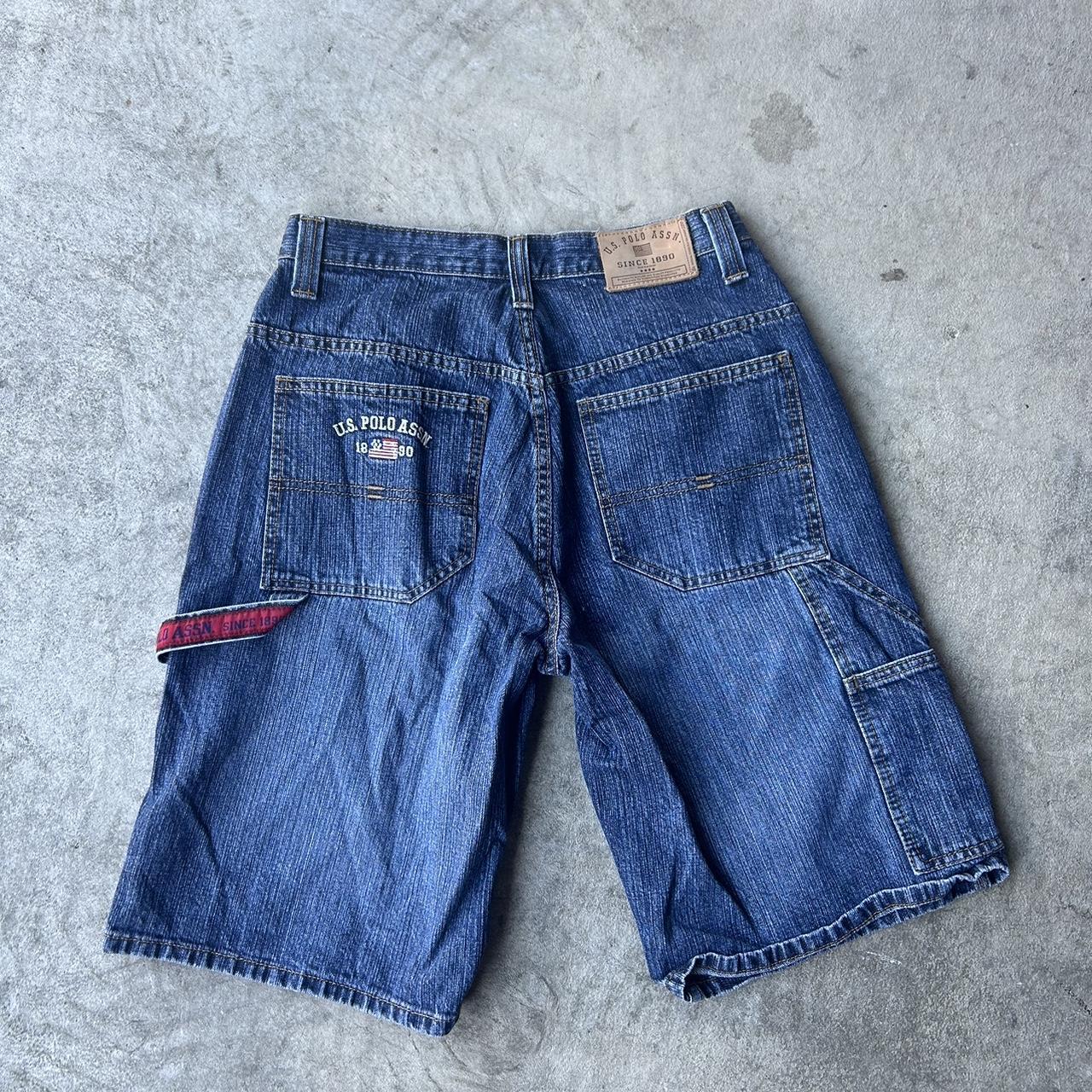 Vintage Men’s U.S Polo Blue Denim Jorts Size 30 - Depop