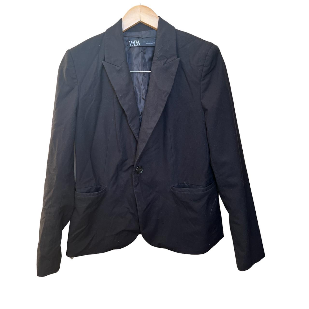 Black zara suit blazer size 12 eu40 but fits smaller... - Depop