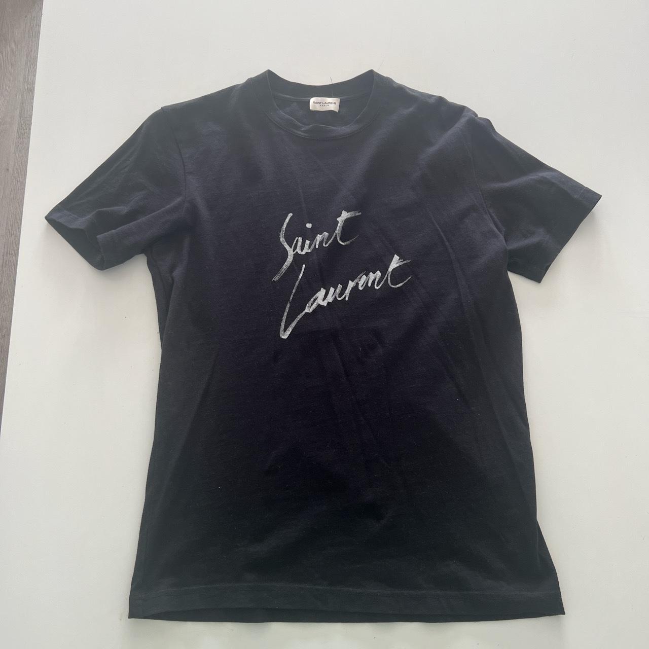 Saint Laurent Script Logo T-Shirt Size Small 10/10... - Depop
