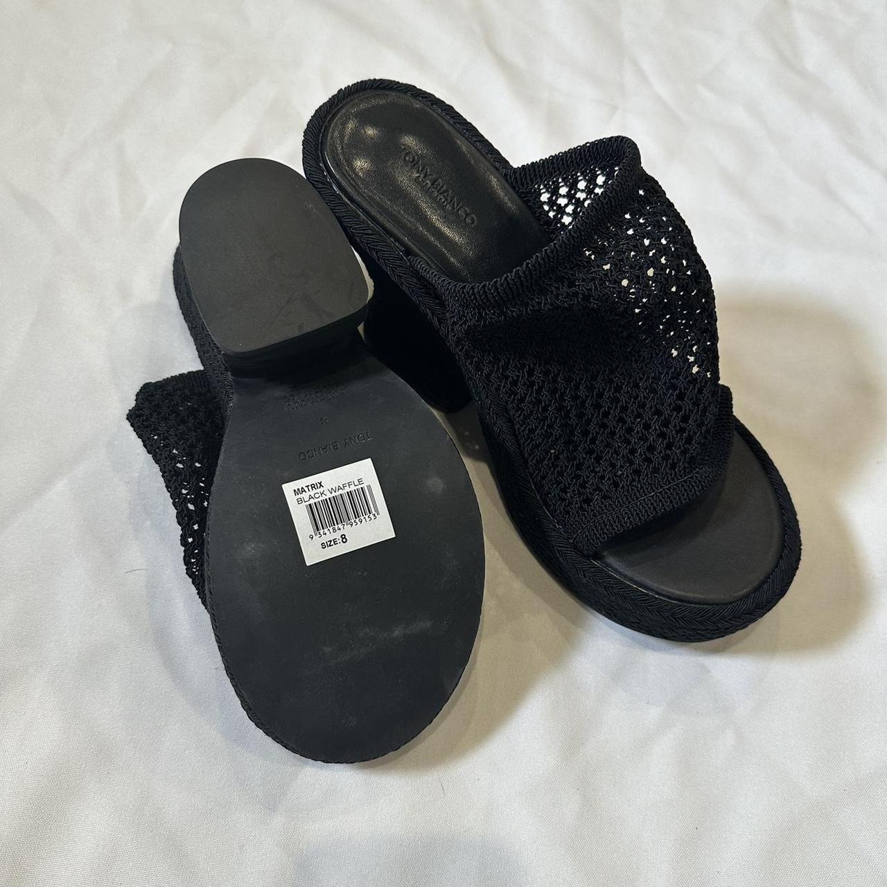 Tony Bianco Matrix Black Waffle 11.5cm Wedges Size... - Depop