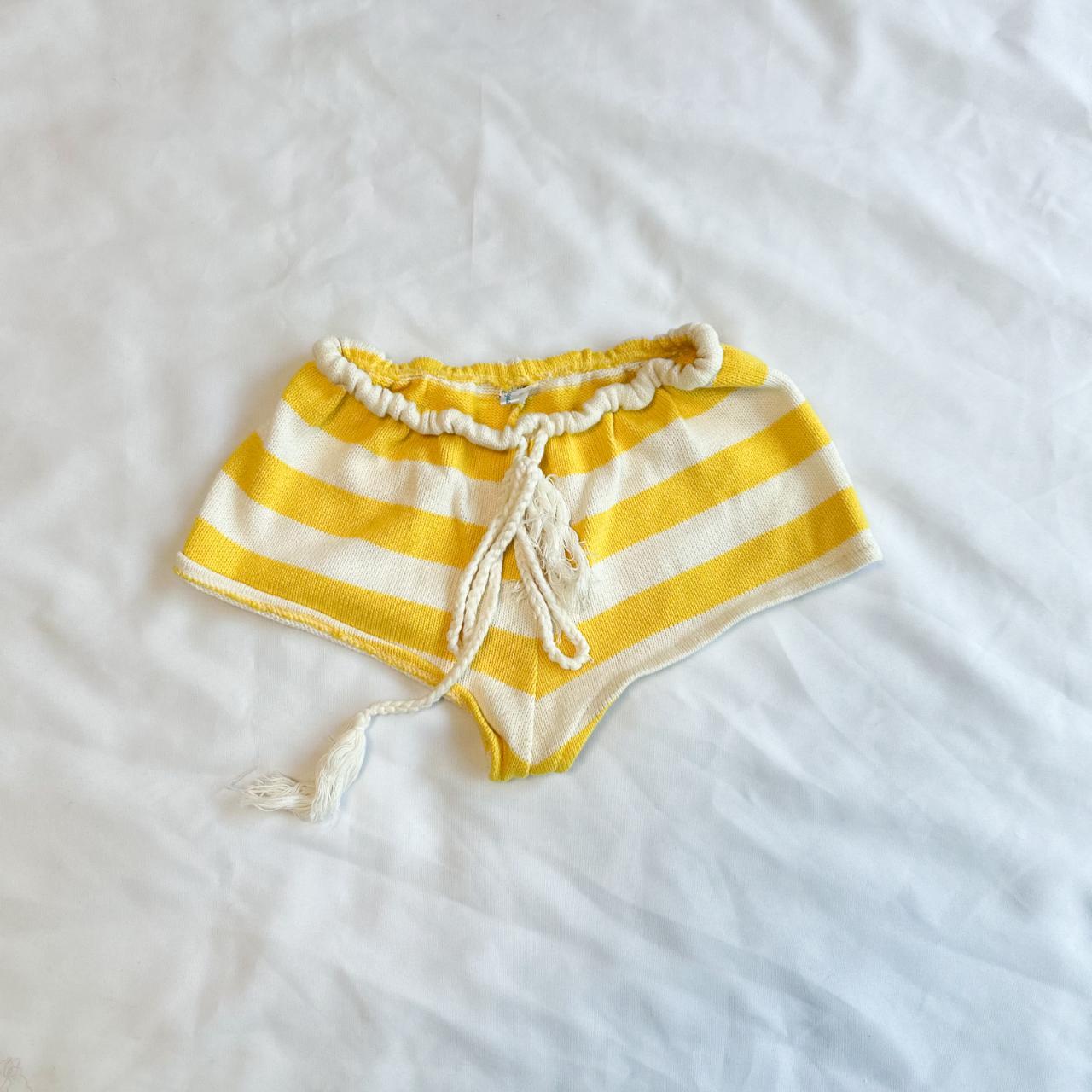 Andi Bagus Malibu Knit Cheeky Shorts in Yellow and - Depop