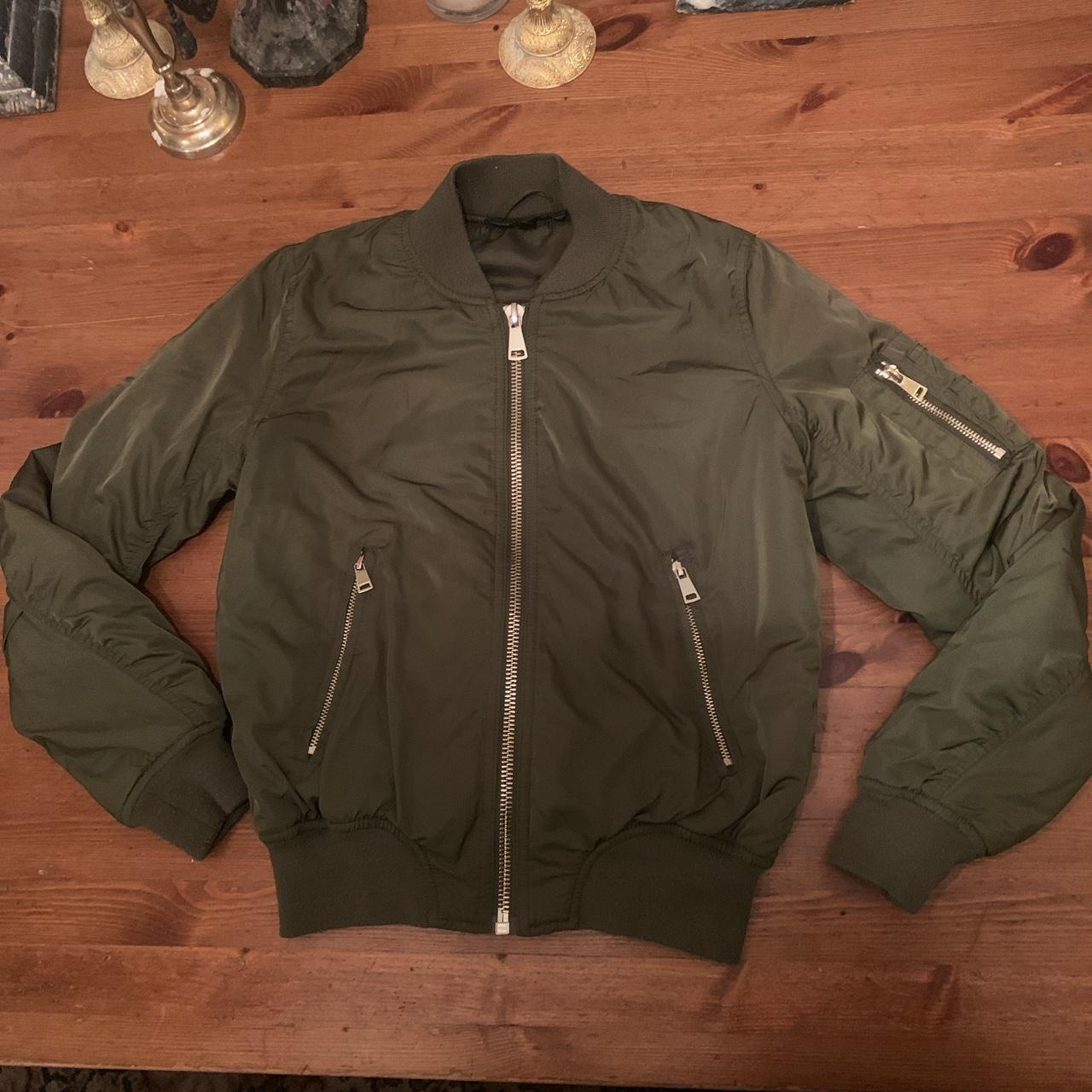 Topshop Women's Green and Khaki Jacket | Depop