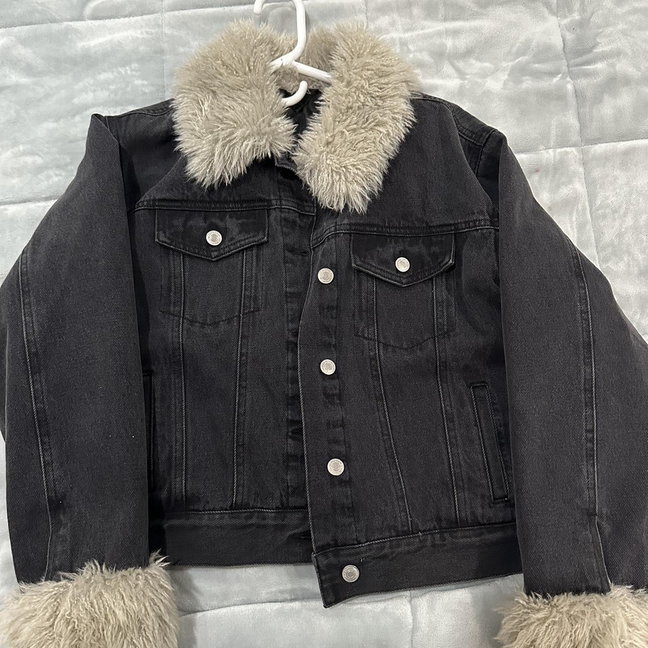 Jean jacket with fur forever clearance 21