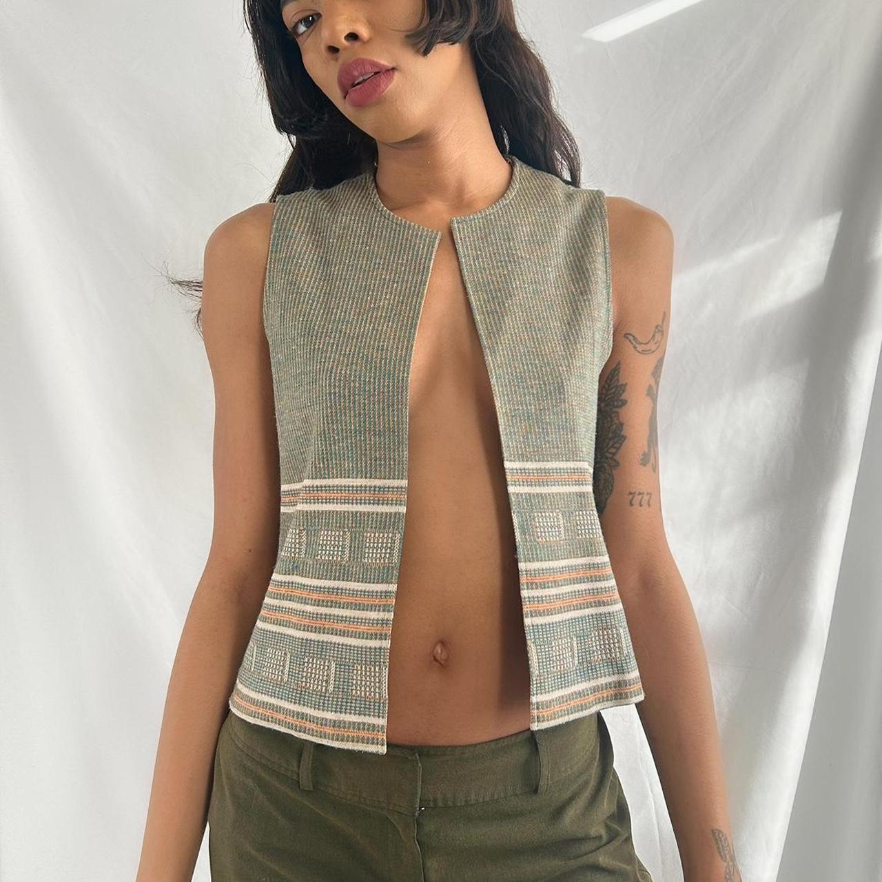 90s Vintage Pattern Stripe Vest 💘 - early 80s late... - Depop