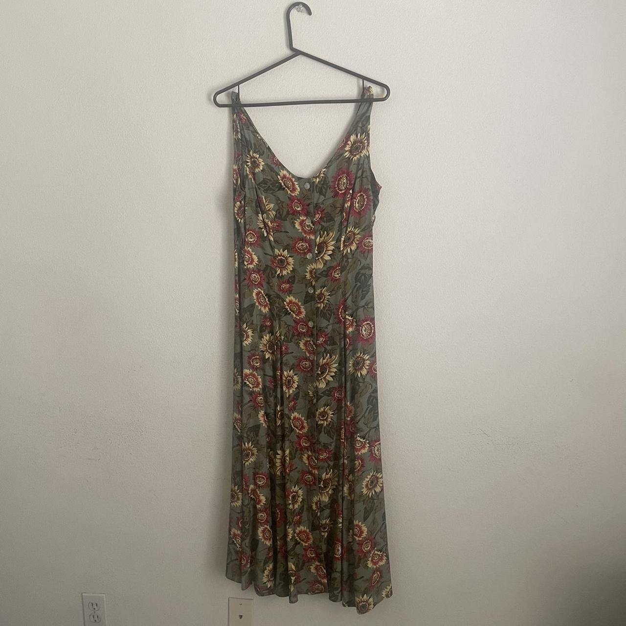 90s vintage express maxi dress with buttons and... - Depop