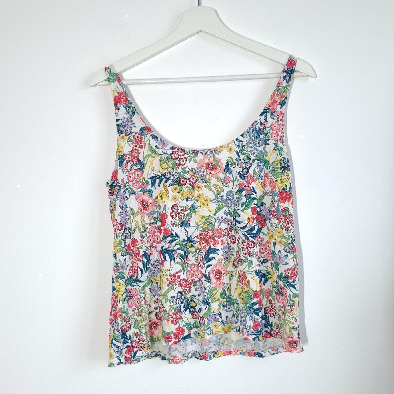 H&M Floral Crop Tank Colorful rainbow floral... - Depop