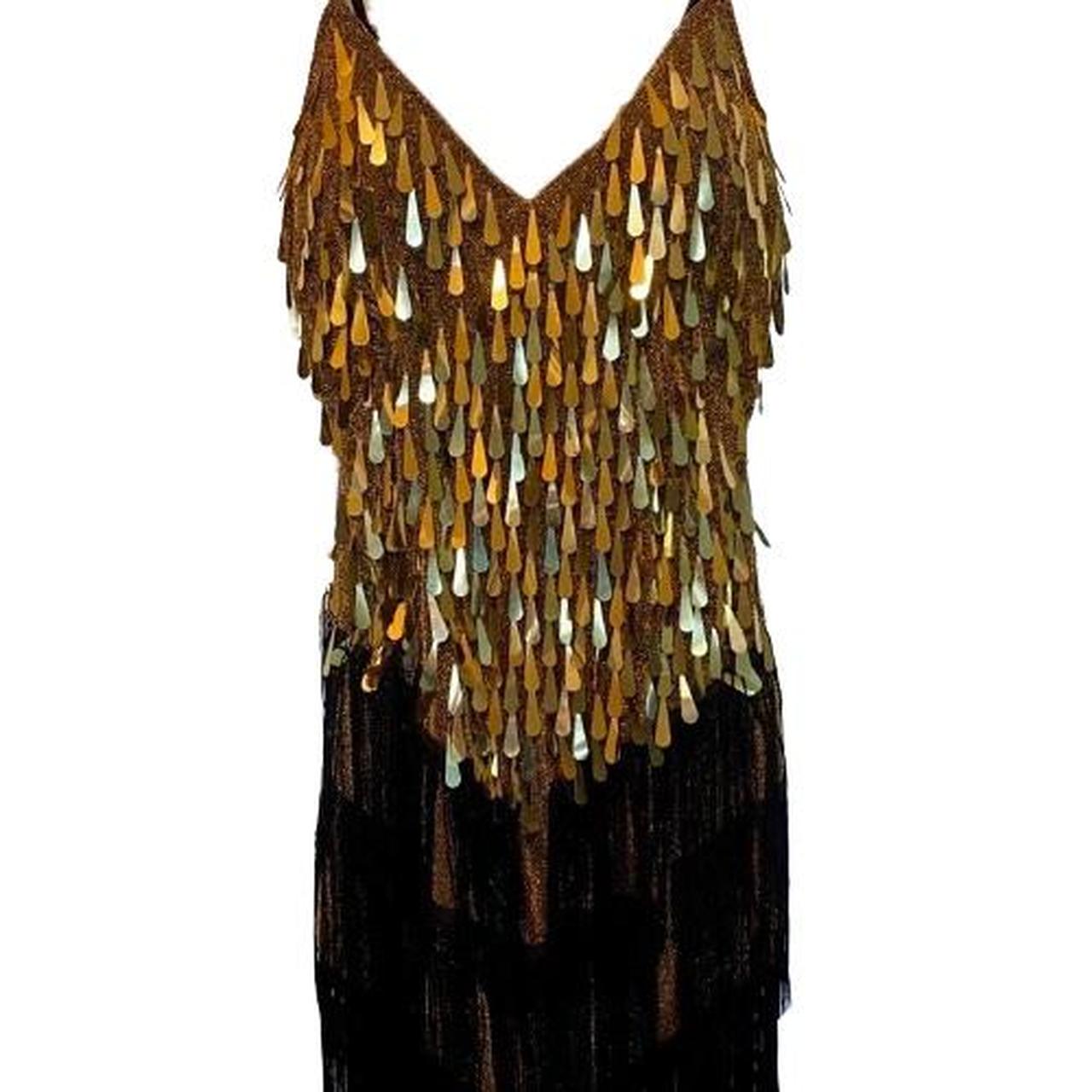 Black and Gold Flapper Girl Dress/Costume Size S/M... Depop