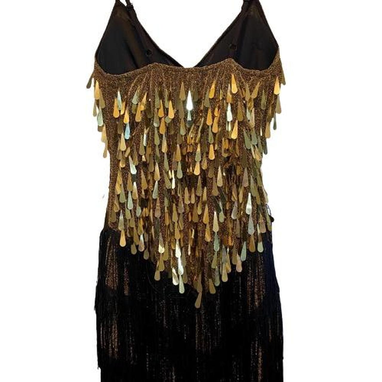 Black and Gold Flapper Girl Dress/Costume Size S/M... - Depop