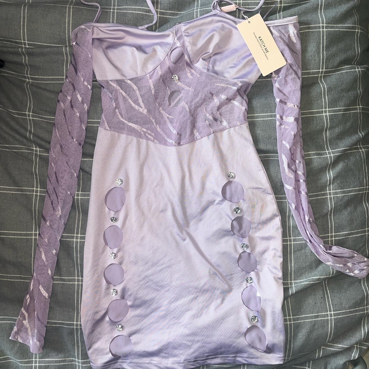 Lilac mesh poster girl style dress Only worn once... - Depop