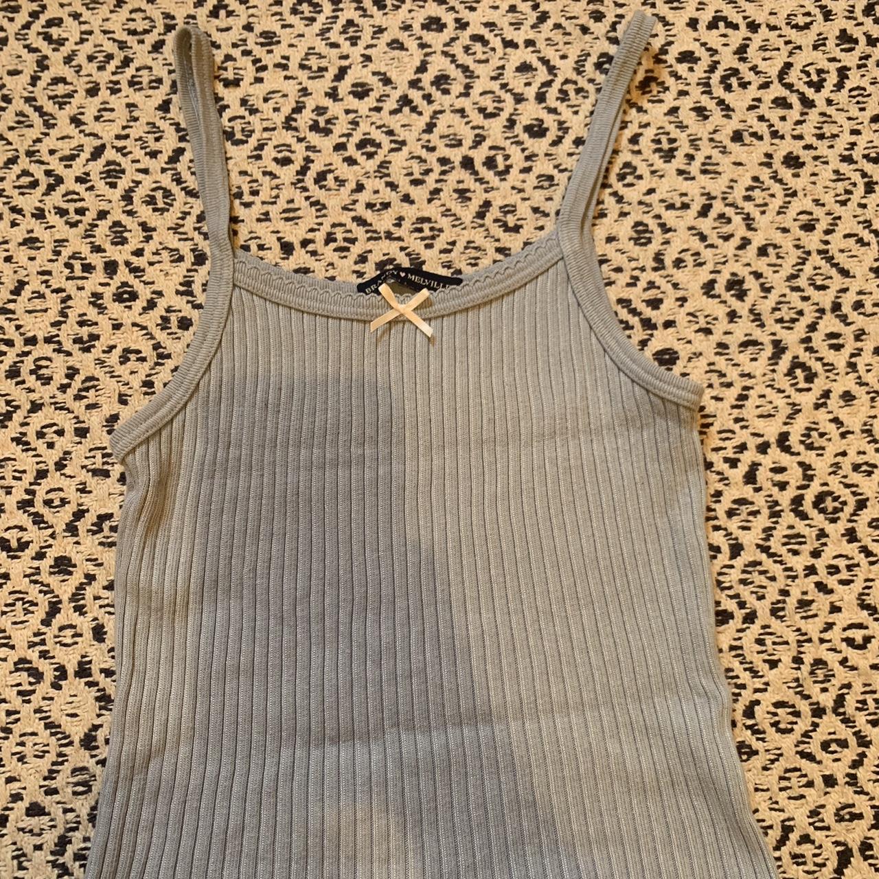 baby blue tank vest top with a bow brandy... Depop