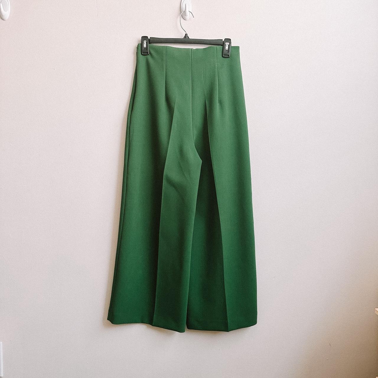Zara green wide leg pants size: small 10% if you - Depop