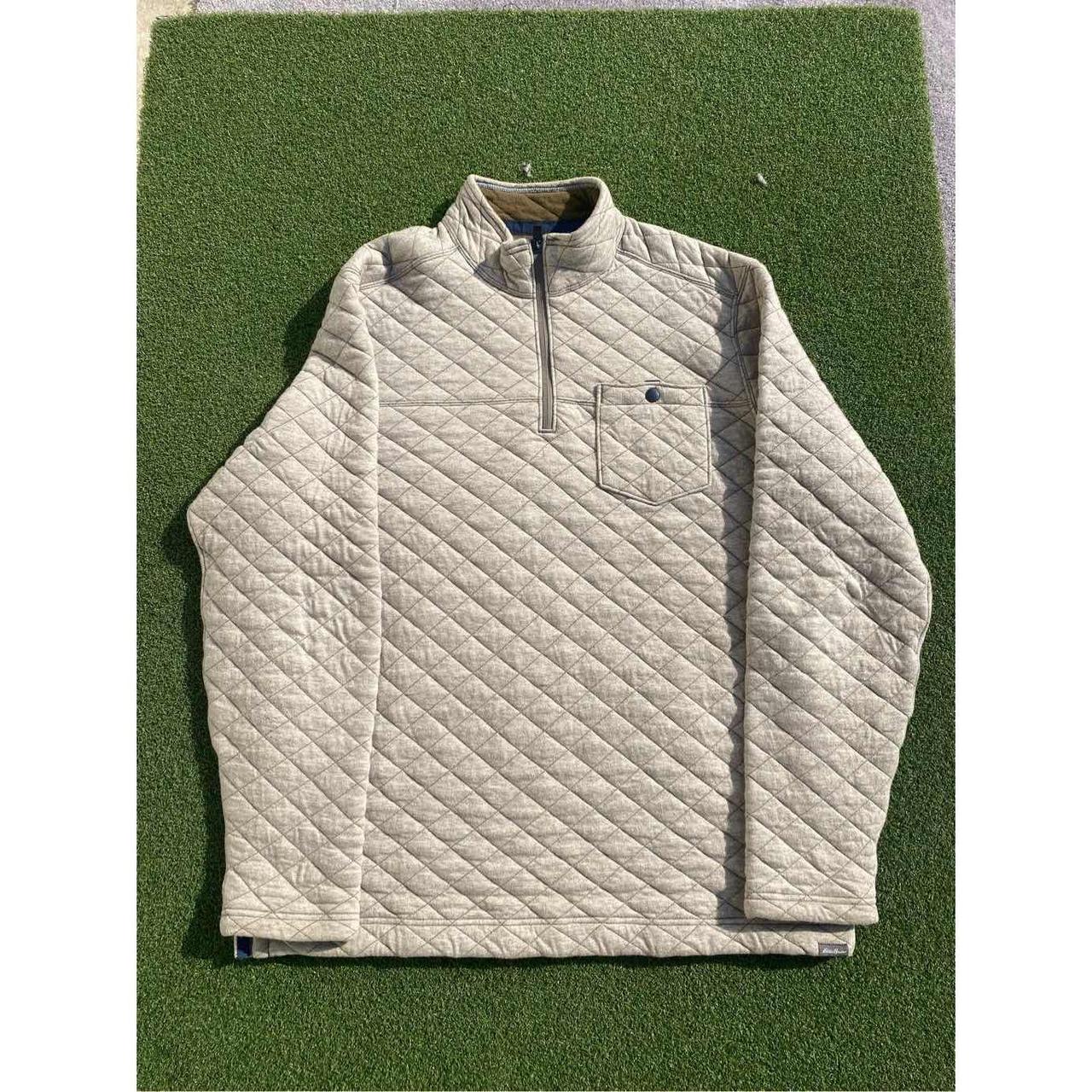 Eddie Bauer Quarter Zip Sweater Cream Men’s Size TL... Depop