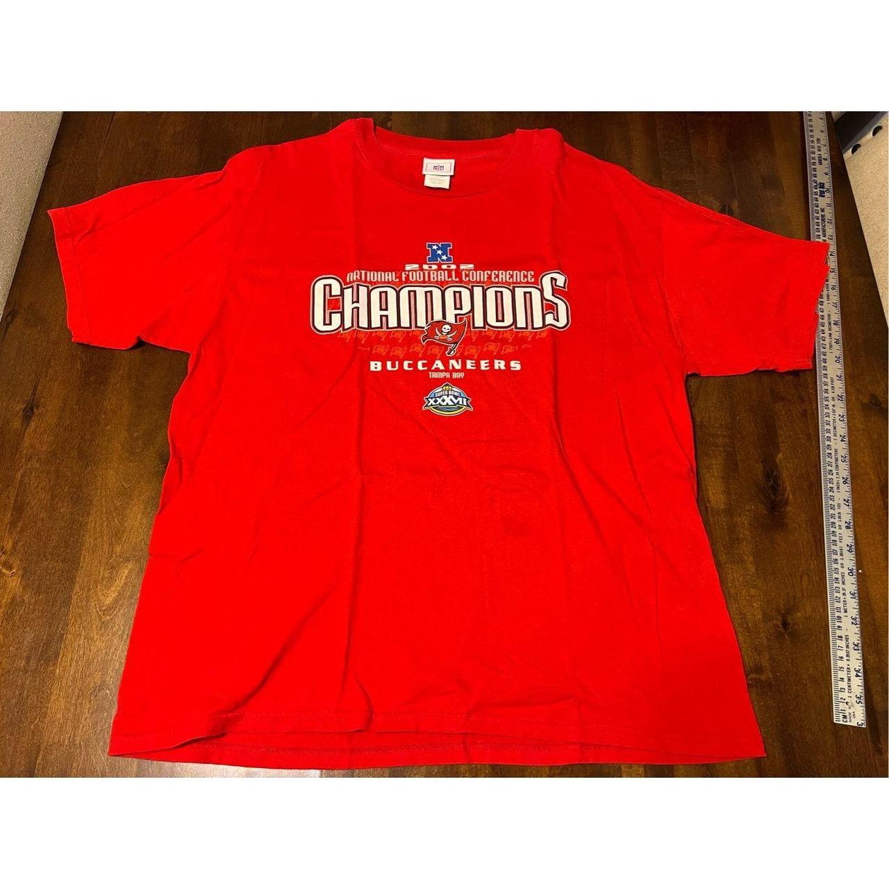 Vintage Tampa Bay Buccaneers 2002 NFL NFC Champs Red - Depop