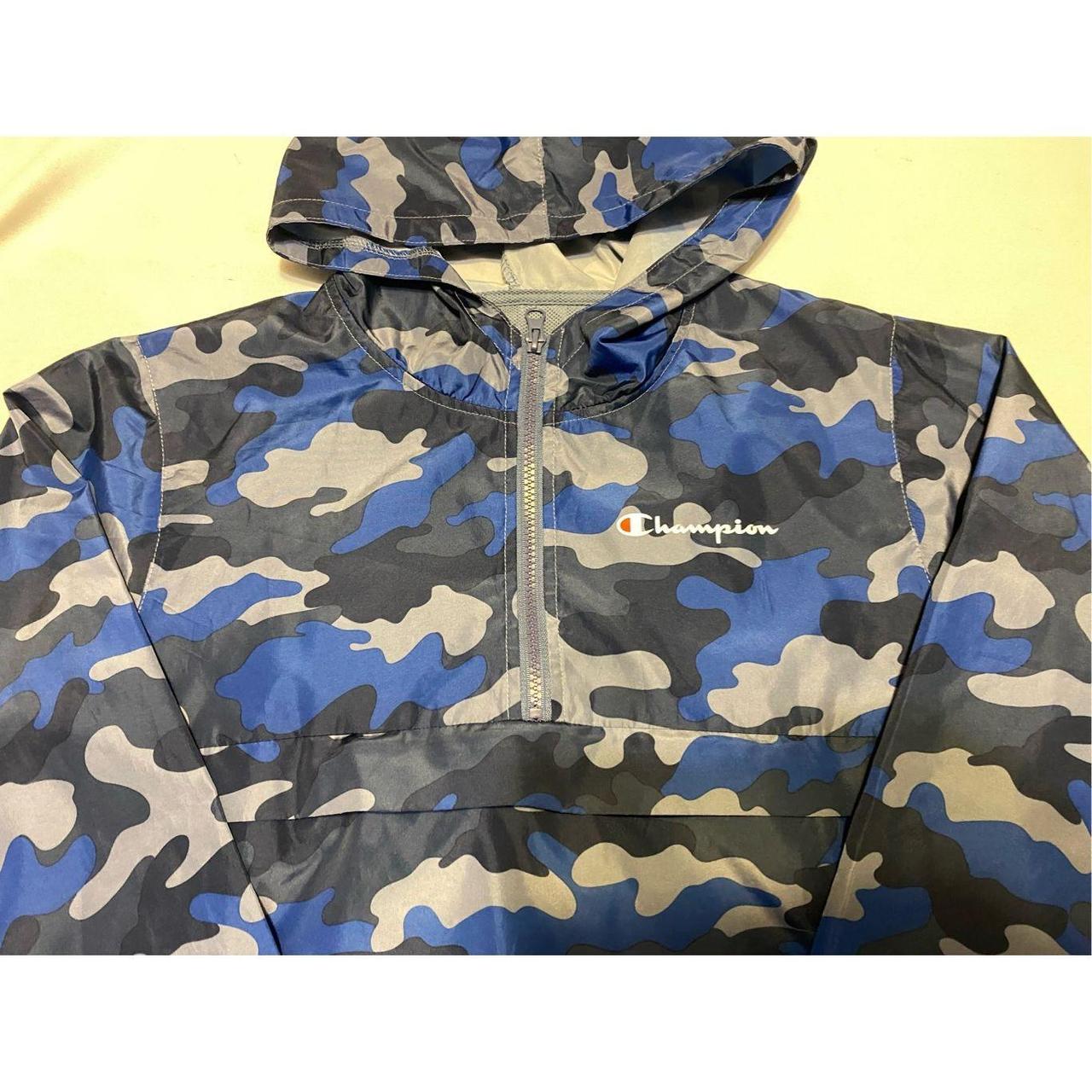 Champion Sweater Youth Extra Large Blue Camo Hoodie. Depop